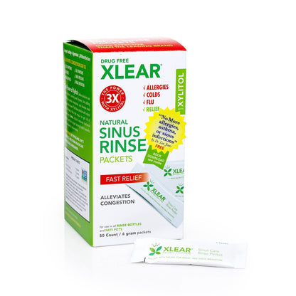 Xlear Natural Xylitol Sinus Rinse Refills – Pack of 2 (50 Count) for Easy Nasal Cleansing