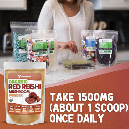XPRS Nutra Organic Red Reishi Powder 4oz – Cognition & Energy (Vegan)
