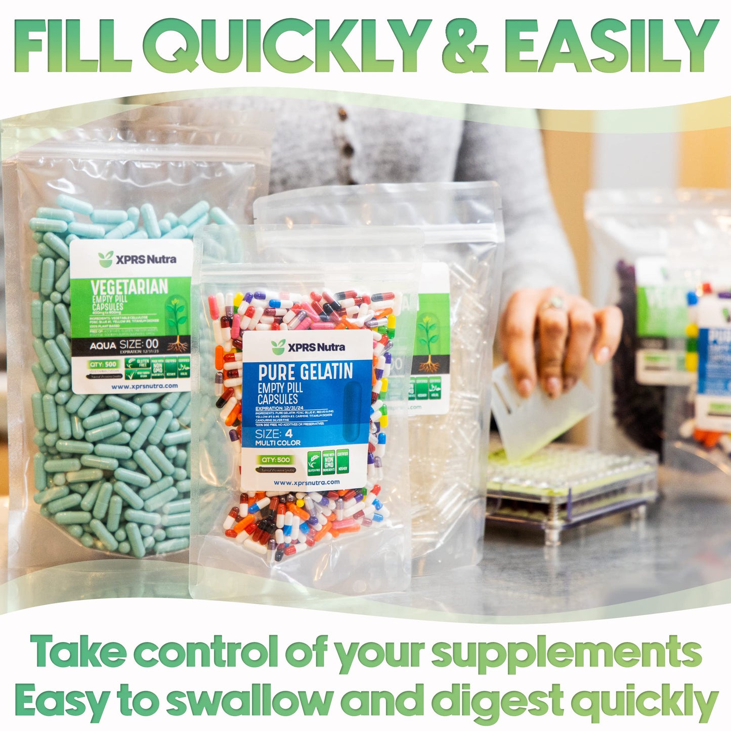 XPRS Nutra Size 2 Empty Capsules – 100 Clear Vegan Capsules for DIY Capsule Filling