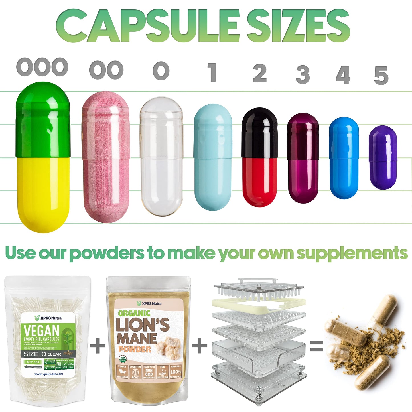 XPRS Nutra Size 2 Empty Capsules – 100 Clear Vegan Capsules for DIY Capsule Filling