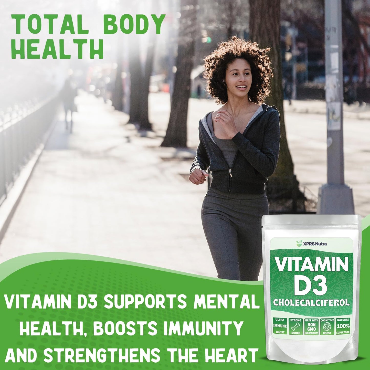 XPRS Nutra Vitamin D3 Powder (Cholecalciferol) - Unflavored D3 for Bones & Immunity - Vitamin D Powder Supplements (4 Ounce)