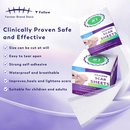 Yarster Silicone Scar Sheets & Scar Tape – Medical-Grade 3M Roll (1.6" x 120")