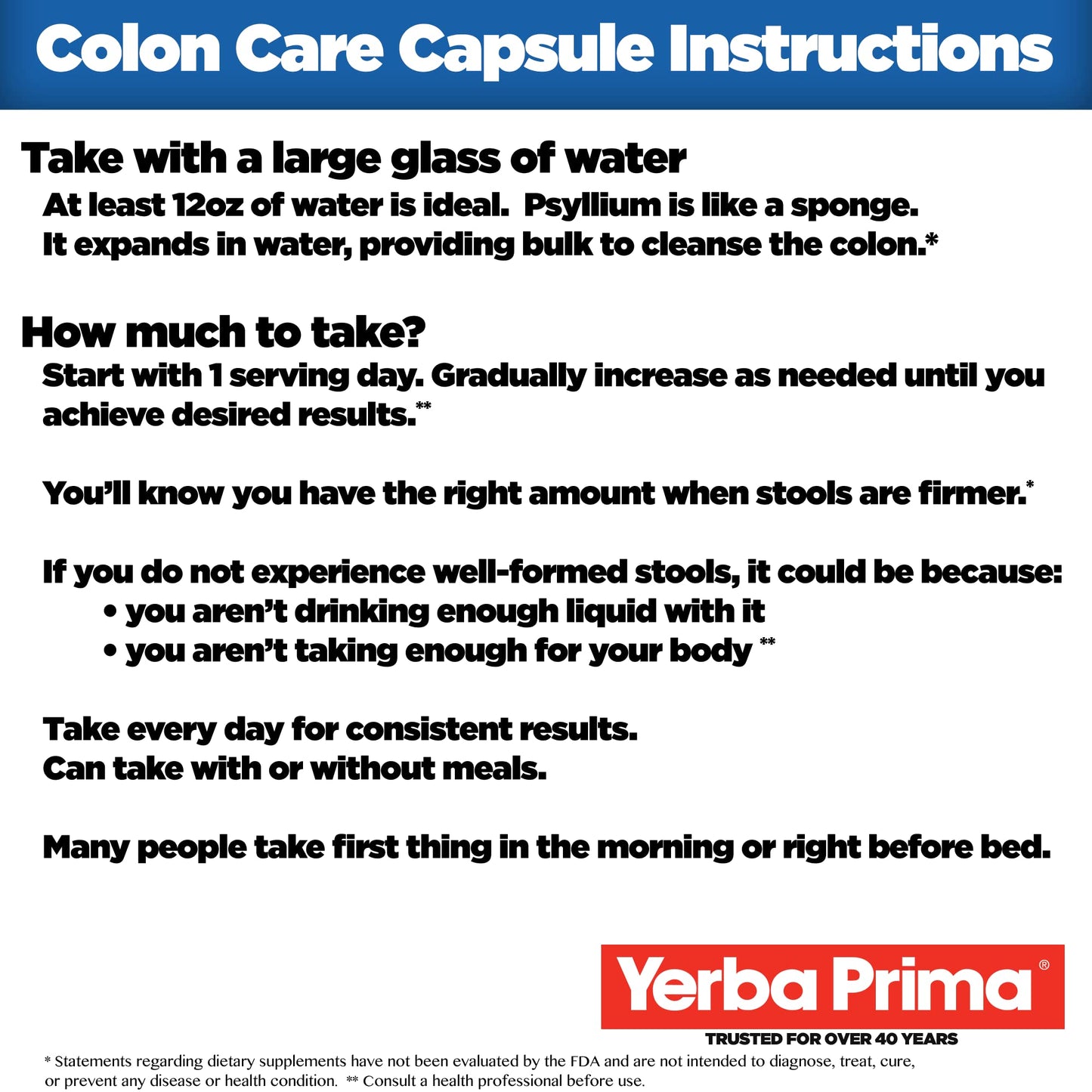 Yerba Prima Colon Care Capsules, 400 Caps – Five Fiber Types + FOS Prebiotics