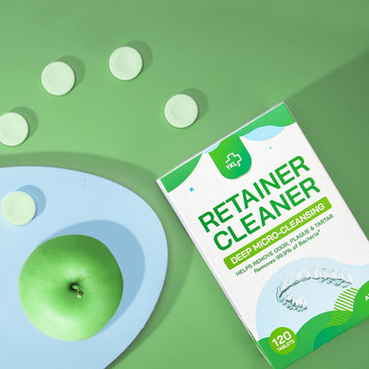 YKL Retainer Cleaner & Denture Cleaning Tablets – Fresh Apple Flavor (120 Count)