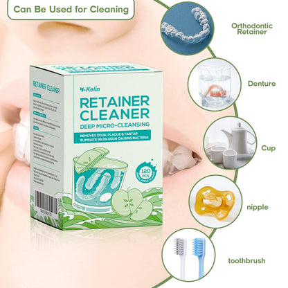 YKL Retainer Cleaner & Denture Cleaning Tablets – Fresh Apple Flavor (120 Count)