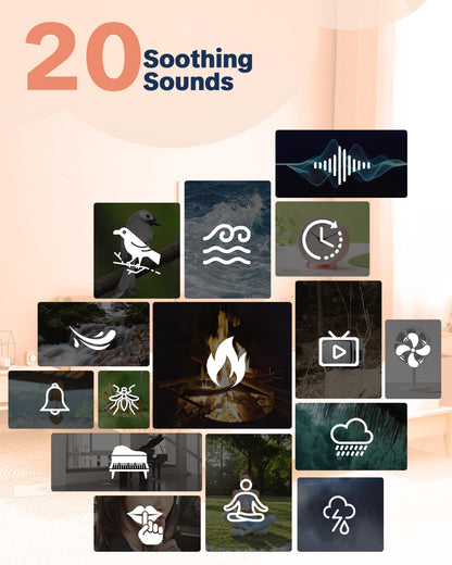 YONSEN Travel White Noise Sound Machine — 20 Sounds, Portable Sleep Aid, USB-C, 3 Timers