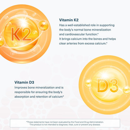 Youtheory K2D3 - Bone & Heart Health Support | D3 & K2 | Dairy, Soy & Gluten Free | 60 Veg Capsules