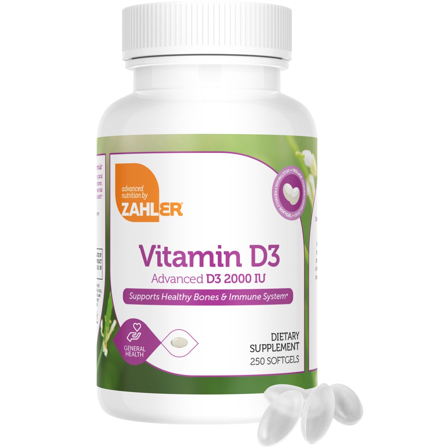 Zahler Vitamin D3 2000 IU Softgels (250 ct) – Kosher & Vegetarian | Immune, Bone & Teeth Support