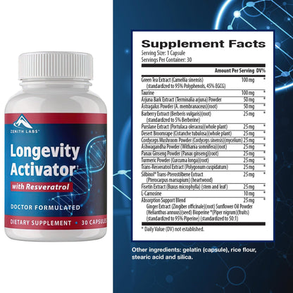 Zenith Labs Longevity Activator - Anti-Aging Supplement with Resveratrol