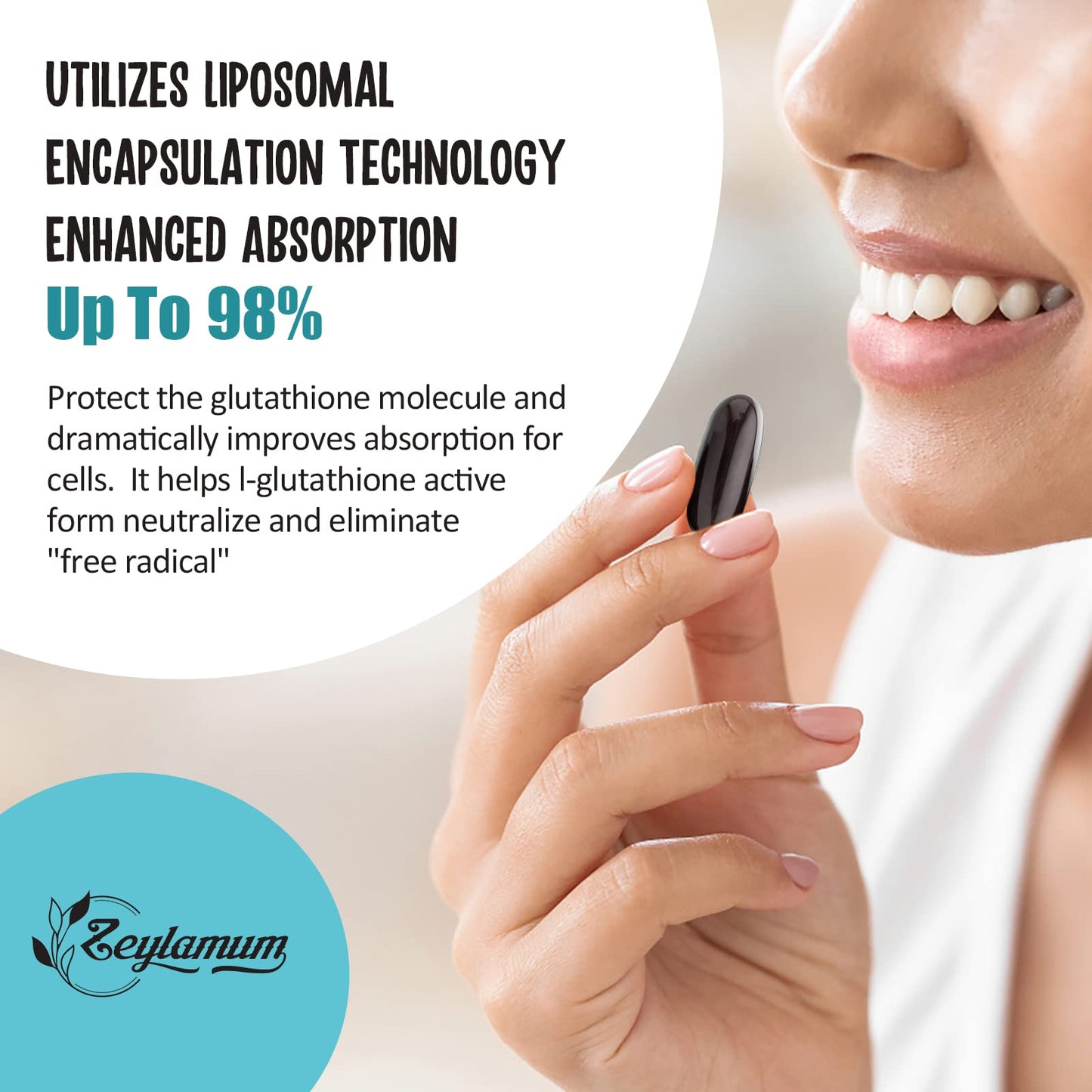 Zeylamum 2400 MG Liposomal Glutathione Softgels — Max Absorption with Hyaluronic Acid & Resveratrol