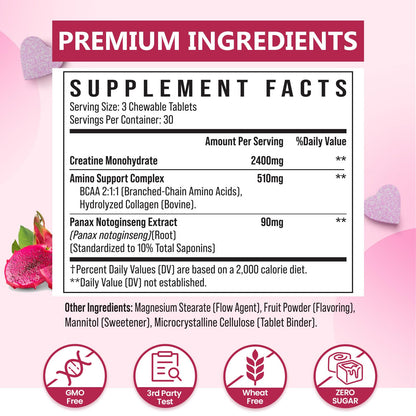 Zeylamum Creatine for Women | Hydrolyzed Collagen & BCAA | 3G Creatine Chews