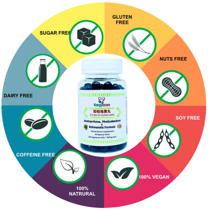 Zhi Bai Di Huang Wan 知柏地黄丸 - Nourish Yin & Lower Pathogenic Fire (200 Ct) | Anemarrhena, Phellodendron & Rehmannia Formula