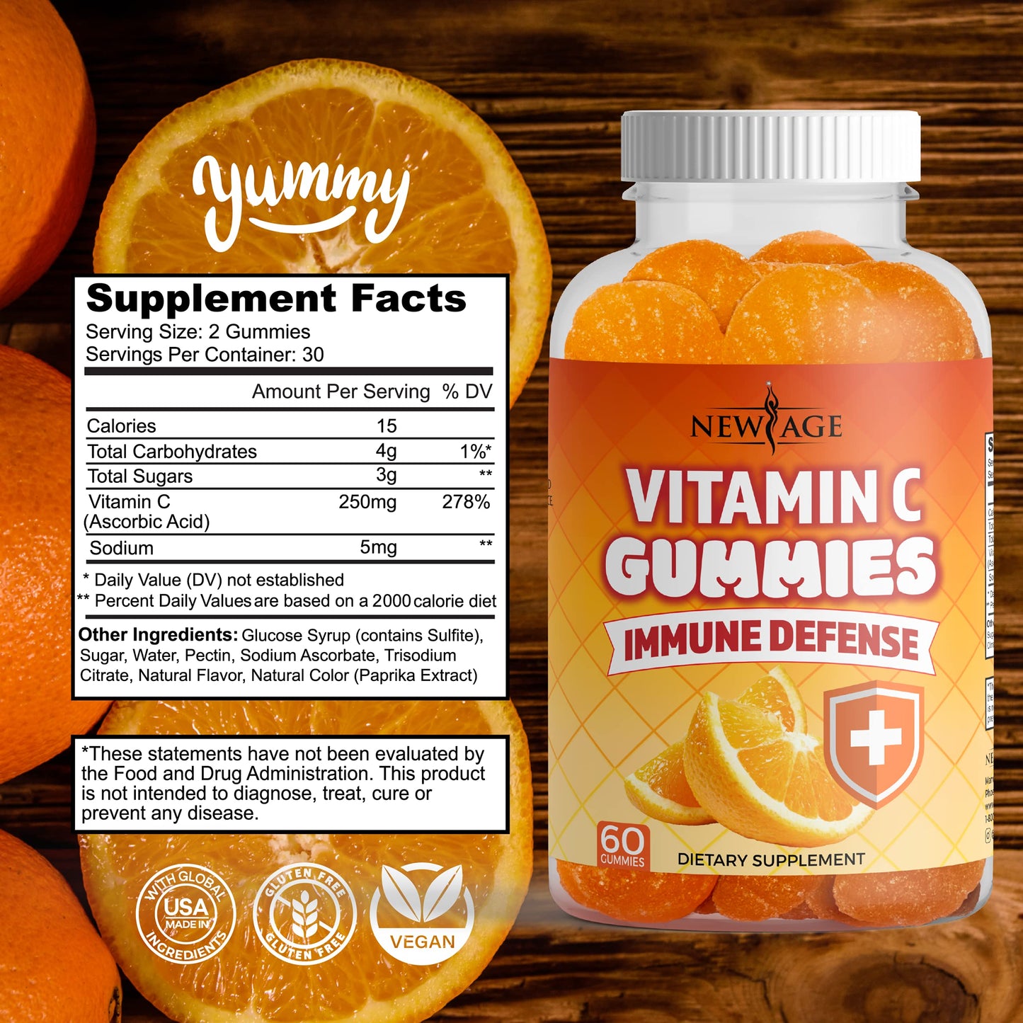 Zinc Gummies 2 Pack – 50mg Immune Booster Zinc Supplement with Vitamin C | Non-GMO | New Age