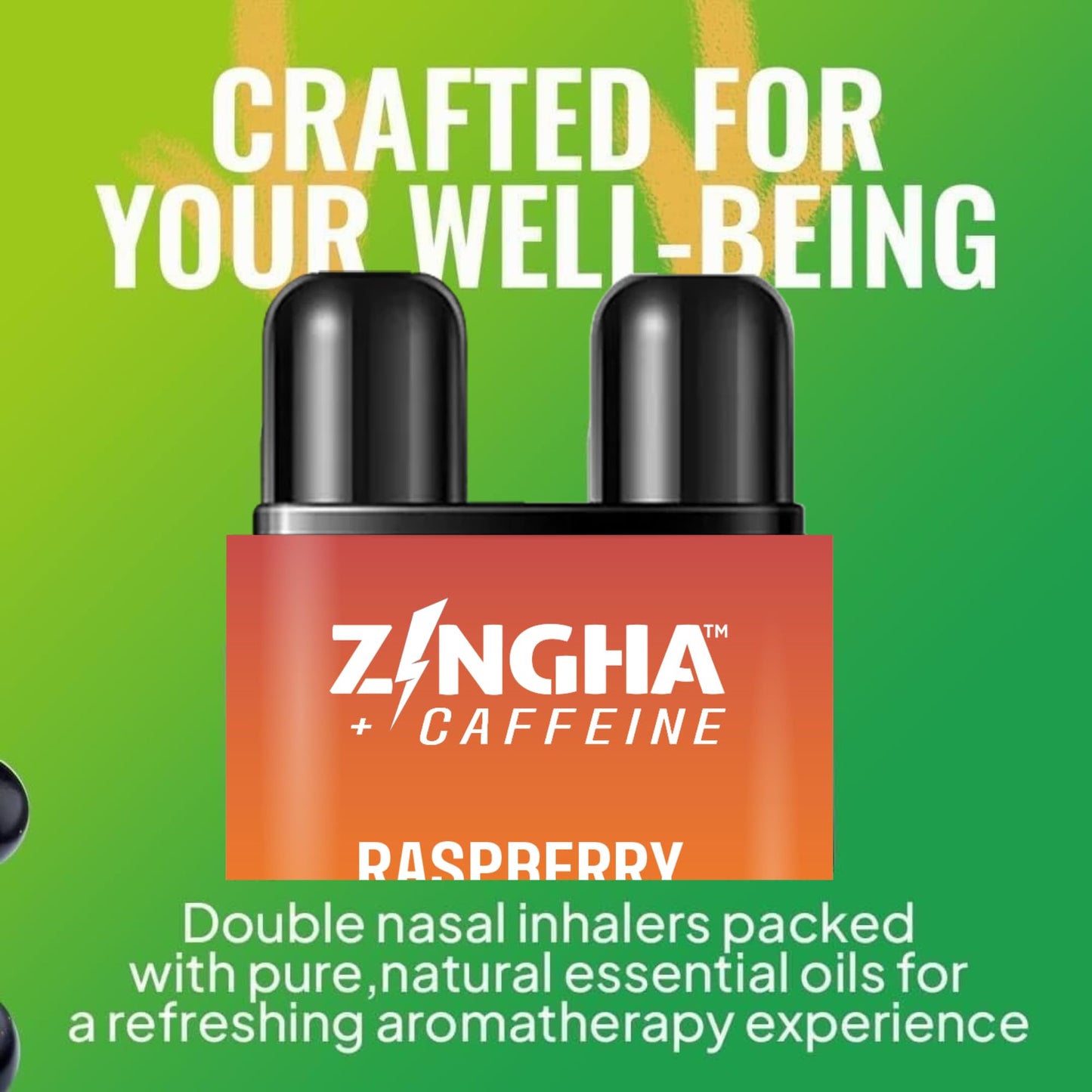 Z!NGHA Caffeinated Aromatherapy Nasal Inhaler – Natural Energy Boost (Triple Berry Ice)