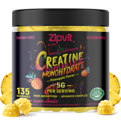 Zipvit Creatine Monohydrate Gummies (5g) – Pre-Workout Energy & Muscle Support for Men & Women (135 Count)