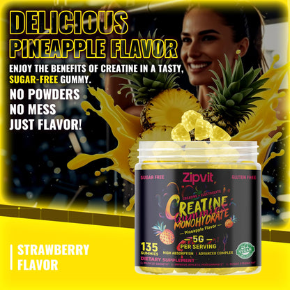 Zipvit Creatine Monohydrate Gummies (5g) – Pre-Workout Energy & Muscle Support for Men & Women (135 Count)