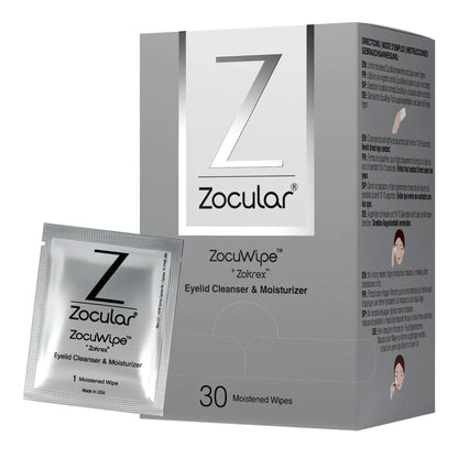 Zocuwipe Eyelid Wipes with Natural Okra Complex — Gentle Cleanse & Moisturize (30ct)