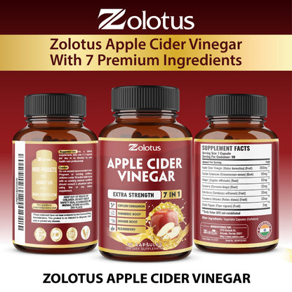 Zolotus 7-in-1 Apple Cider Vinegar Capsules, 3-Month Supply