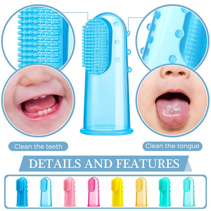 Zopeal 8-Piece Baby Finger Toothbrush Set | Soft Silicone Toddler Toothbrushes with Boxes