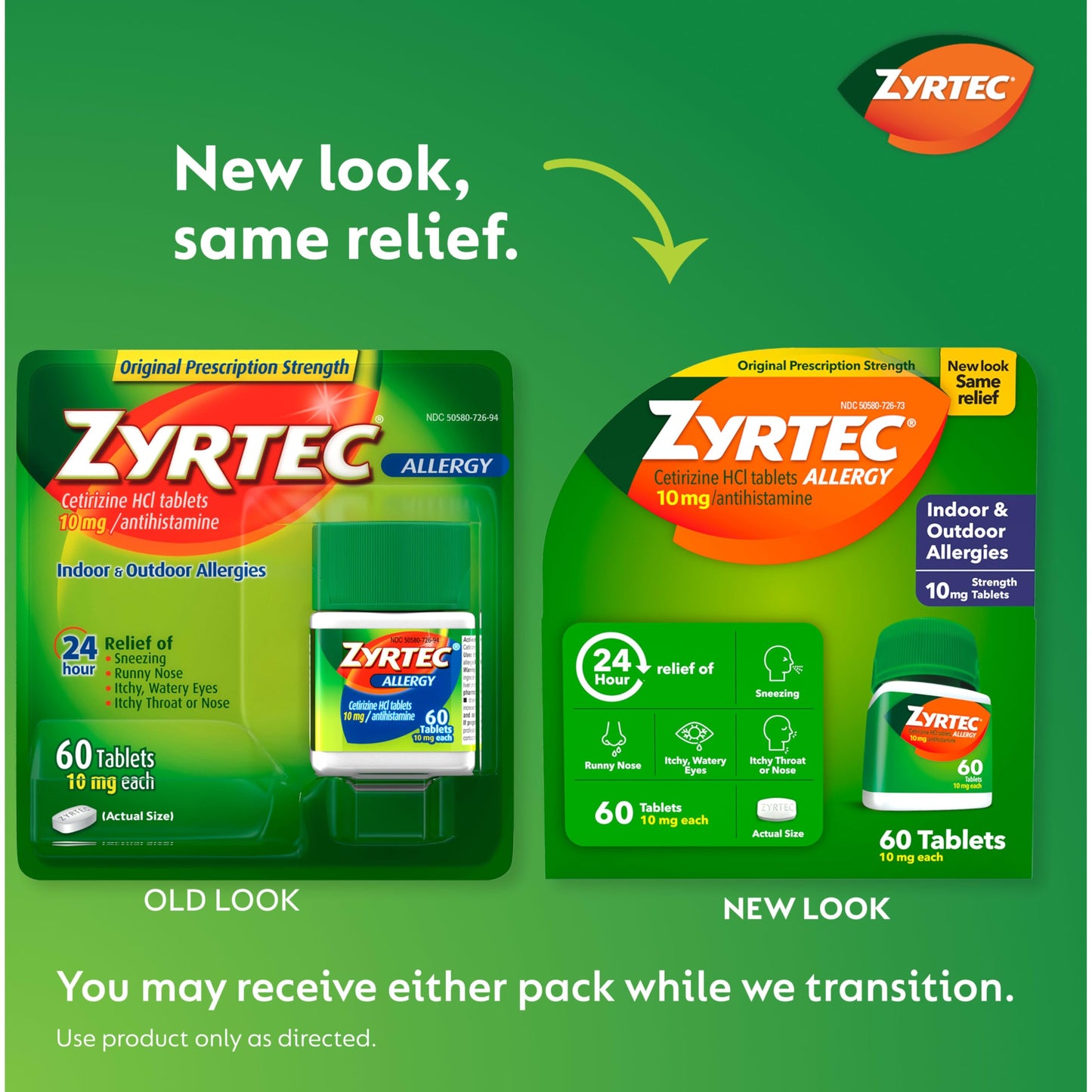 Zyrtec 24 Hour Allergy Relief Tablets – 60 Count | Indoor & Outdoor Allergies