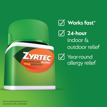 Zyrtec 24 Hour Allergy Relief Tablets – 60 Count | Indoor & Outdoor Allergies